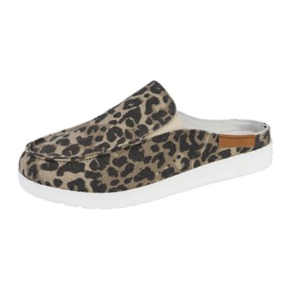 YASIRUN - Khaki & Black Leopard Canvas Mule - size 8 (39) - new